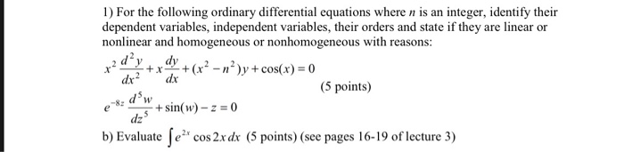 Solved ) For the following ordinary differential equations | Chegg.com