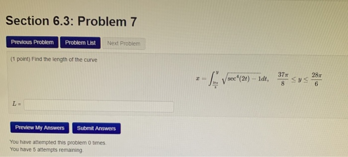 Solved Section 6.3: Problem 7 Previous Problem Problem List | Chegg.com