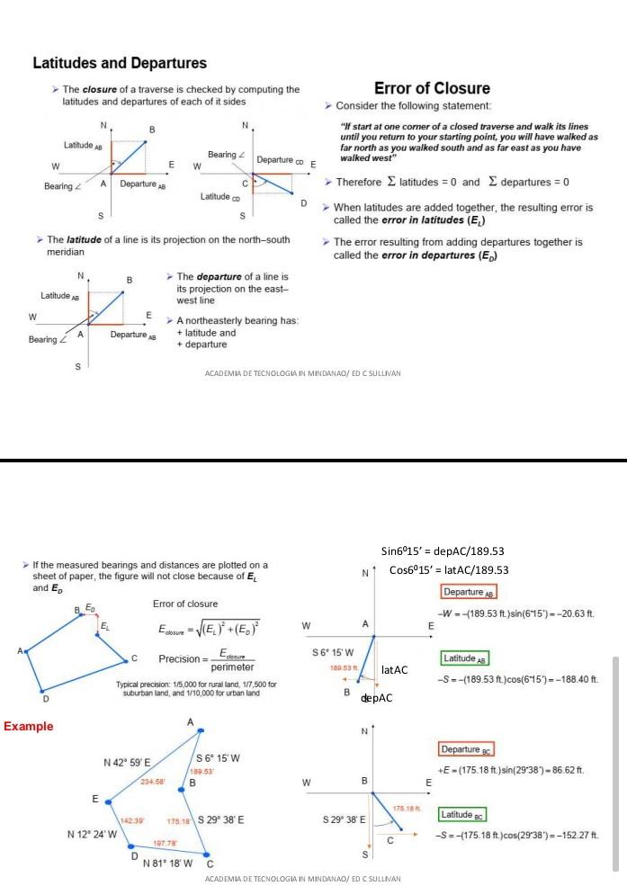 Solved surveying solve the problem I give you the guide | Chegg.com