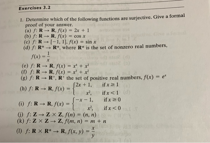 Solved Exercises 3 2 Surjective Give A Formal 1 Determine Chegg Com