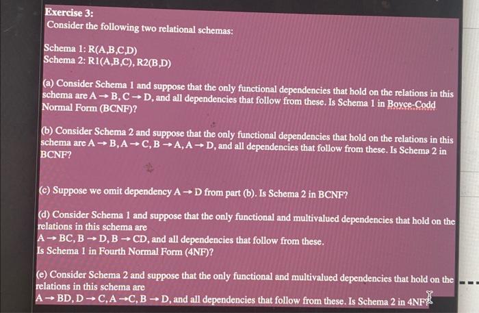 Solved Consider The Following Two Relational Schemas: Schema | Chegg.com