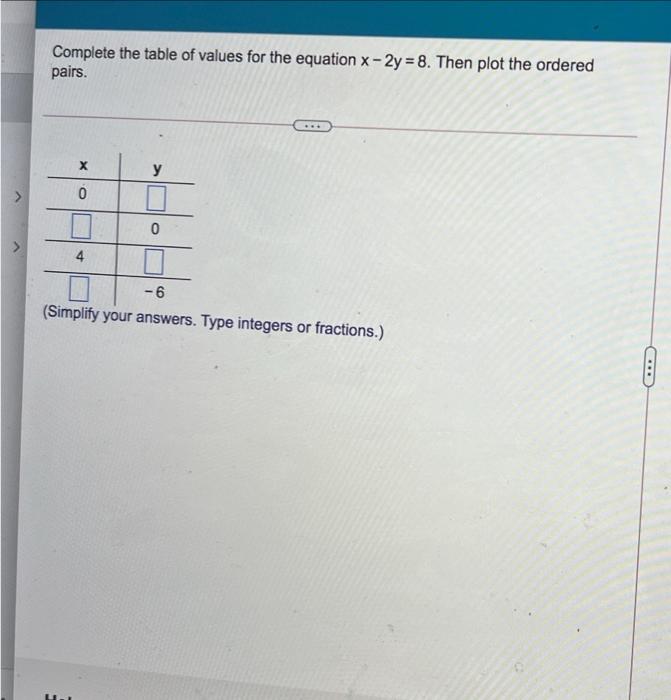 Solved Complete the table of values for the equation x - 2y | Chegg.com