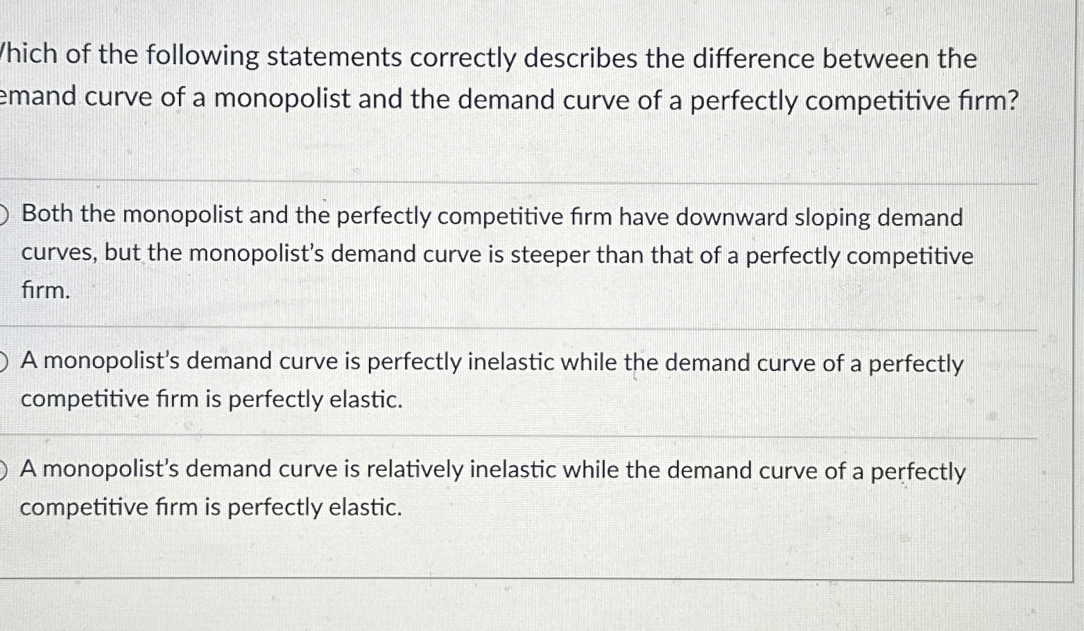 Solved Hich Of The Following Statements Correctly Describes | Chegg.com