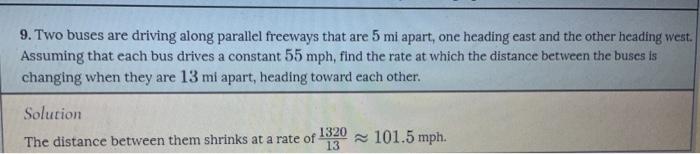 Solved 9. Two buses are driving along parallel freeways that | Chegg.com