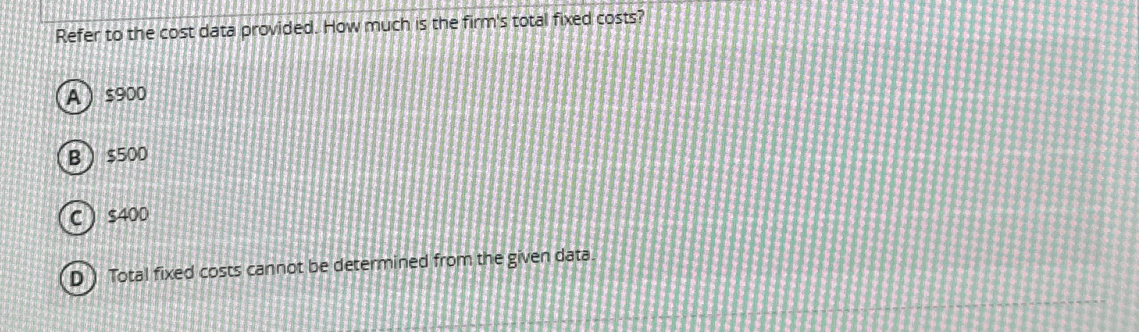 Solved Refer to the cost data provided. How much is the | Chegg.com