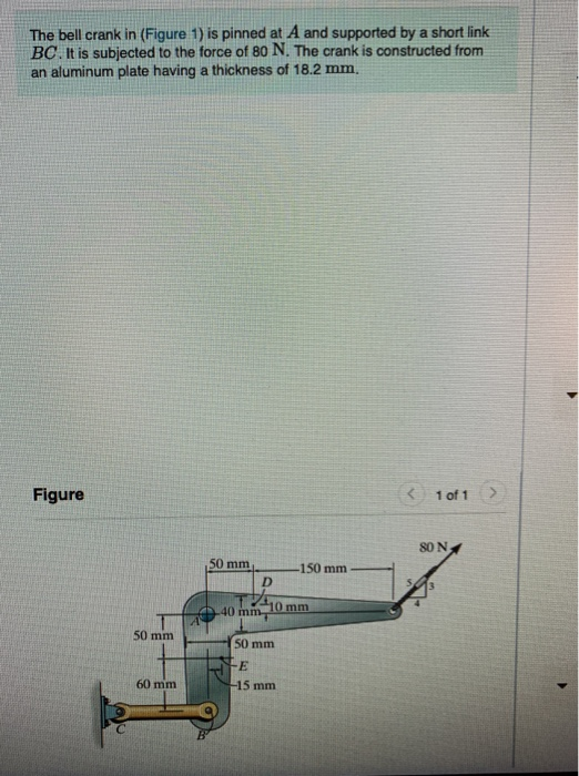 Solved The bell crank in (Figure 1) is pinned at A and