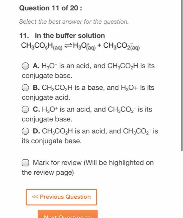 Solved Question 11 of 20 : Select the best answer for the | Chegg.com