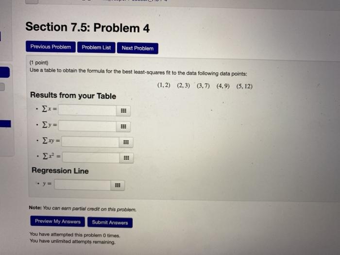 Solved Section 7.5: Problem 4 Previous Problem Problem List | Chegg.com