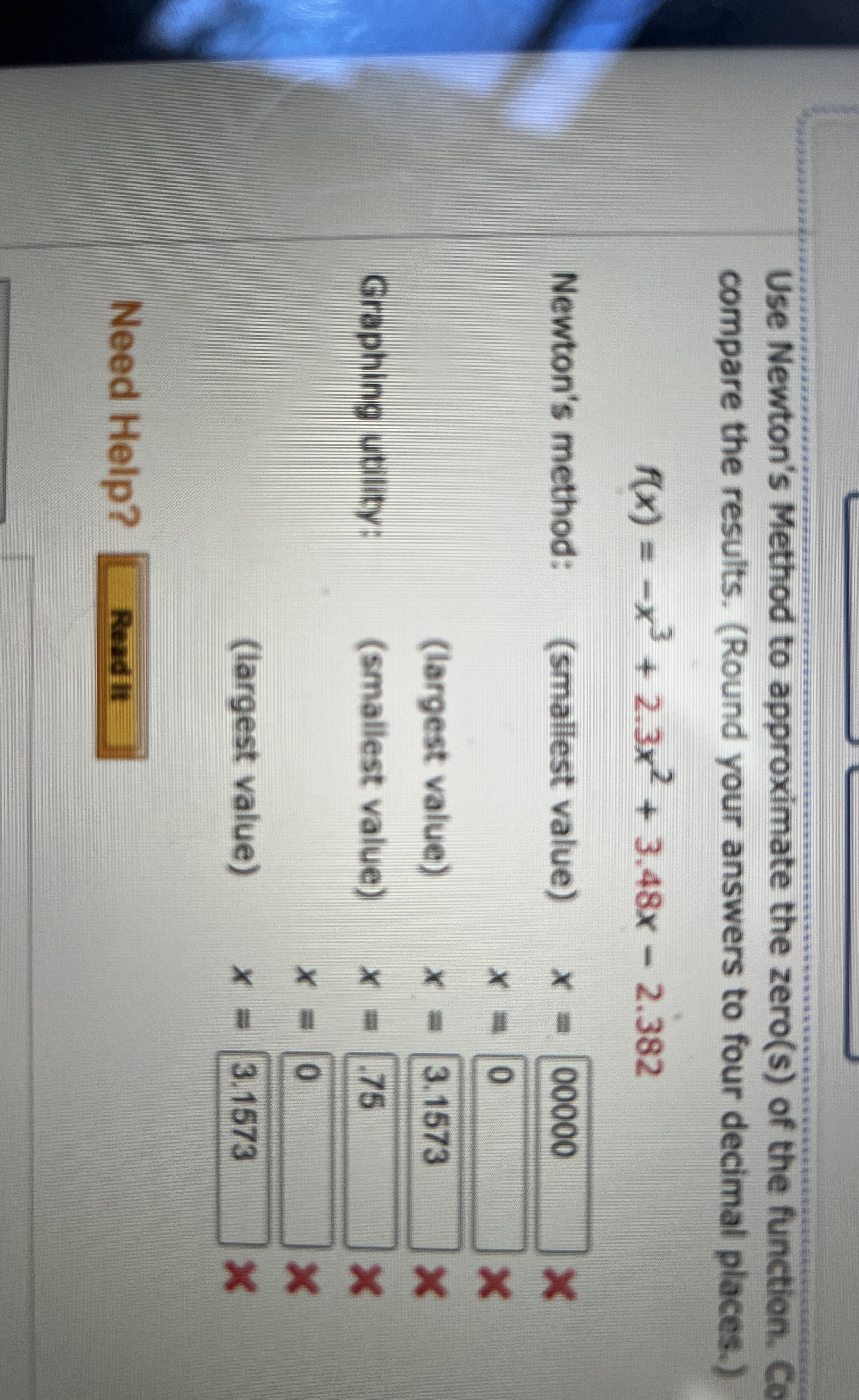 Solved Use Newton's Method to approximate the zero(s) ﻿of | Chegg.com
