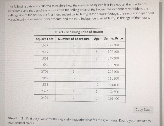 Solved The following data was collected to explore how the
