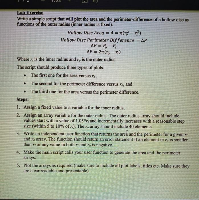 Solved Lab Exercise Write a simple script that will plot the | Chegg.com