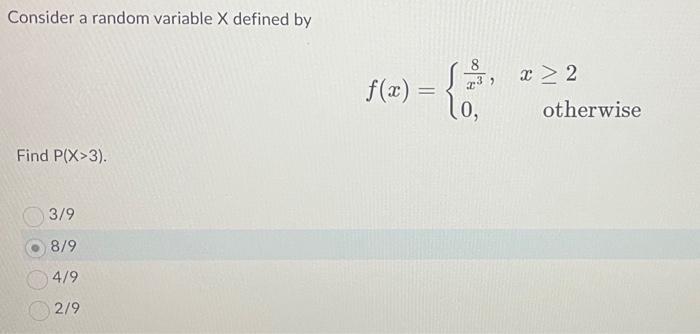 Solved Consider A Random Variable X Defined By