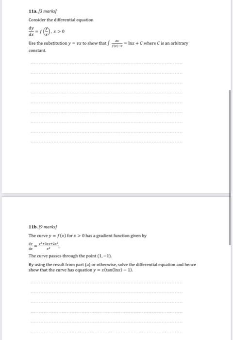Solved 11a. [3 marks Consider the differential equation dy | Chegg.com