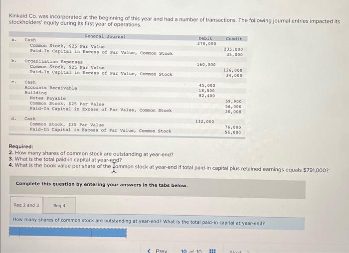 Solved How many shares of common stock are outstanding at | Chegg.com