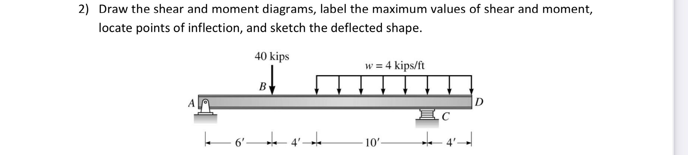 Draw the shear and moment diagrams, label the maximum | Chegg.com