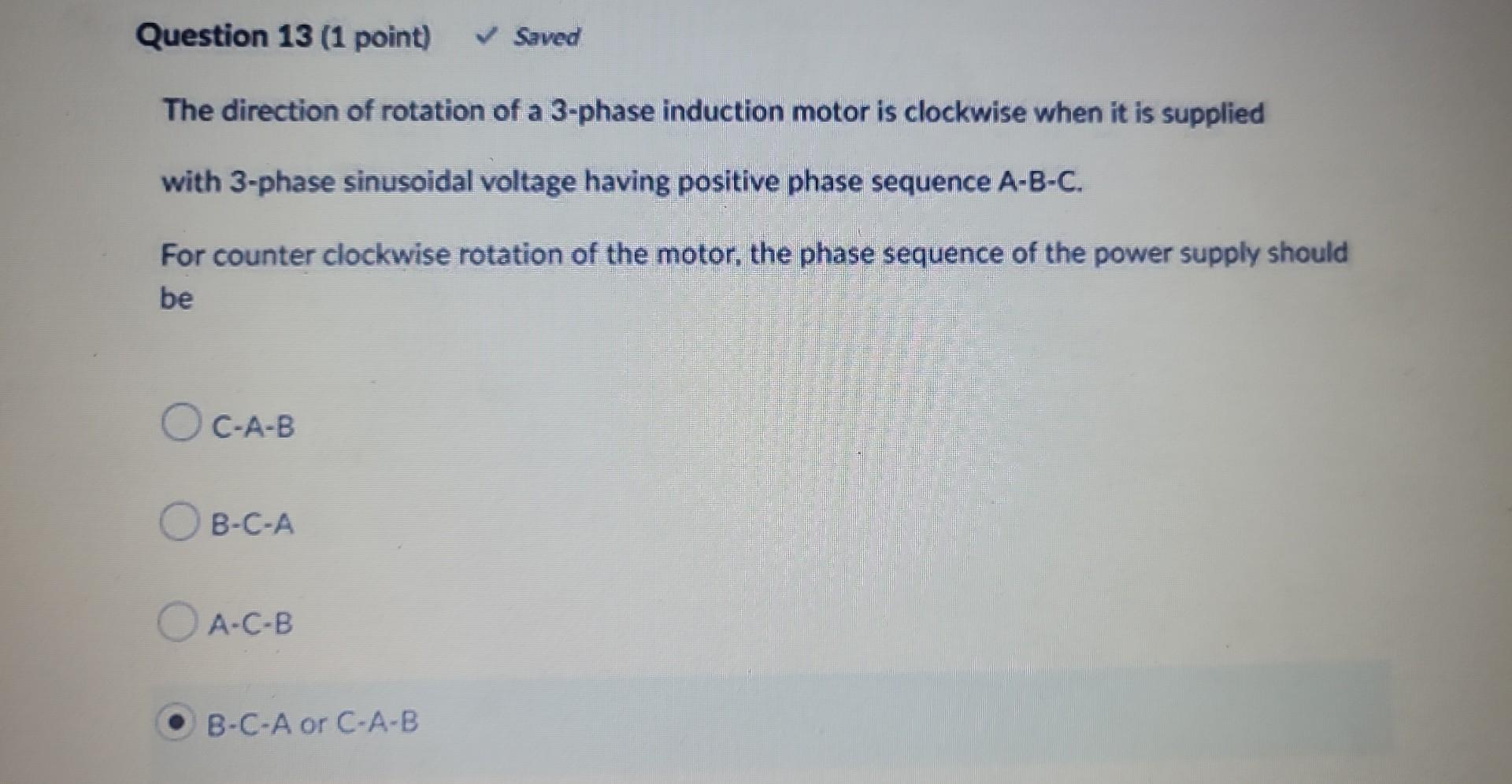 The Direction Of Rotation Of A 3-phase Induction | Chegg.com