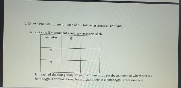 Solved 2. Draw a Punnett square for each of the following | Chegg.com
