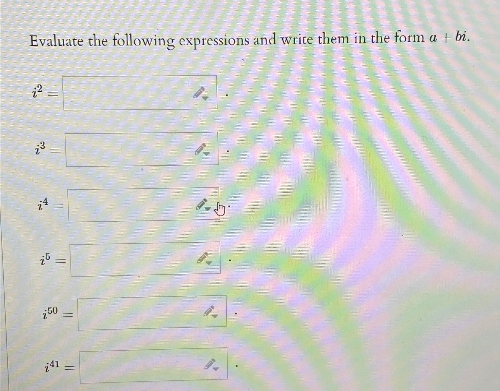 Solved Evaluate the following expressions and write them in | Chegg.com