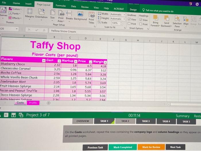 Solved On the Costs worksheet repeat the rows containing Chegg