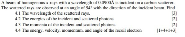 Solved A beam of homogenous x-rays with a wavelength of | Chegg.com