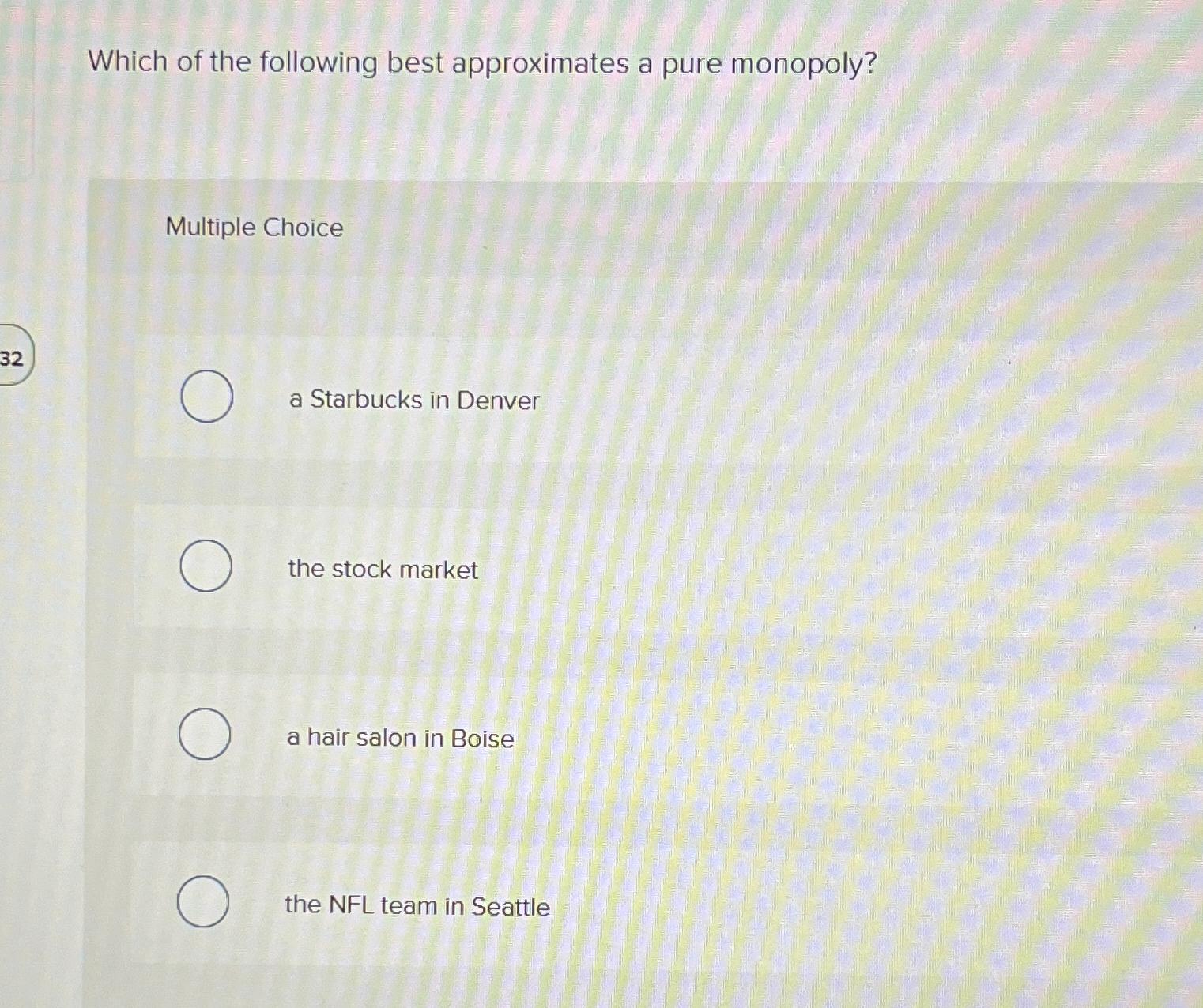 Solved Which of the following best approximates a pure | Chegg.com