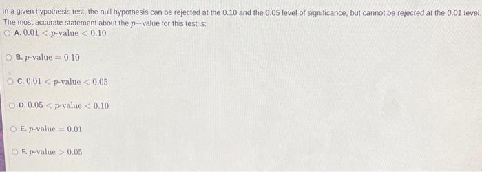 Solved In a given hypothesis test, the null hypothesis can | Chegg.com