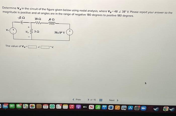 Solved Determine Vx In The Circuit Of The Figure Given Below Chegg Com