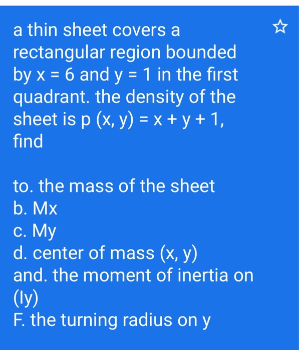 Solved C My D Centro De Masa A Y A Thin Sheet Covers Chegg Com