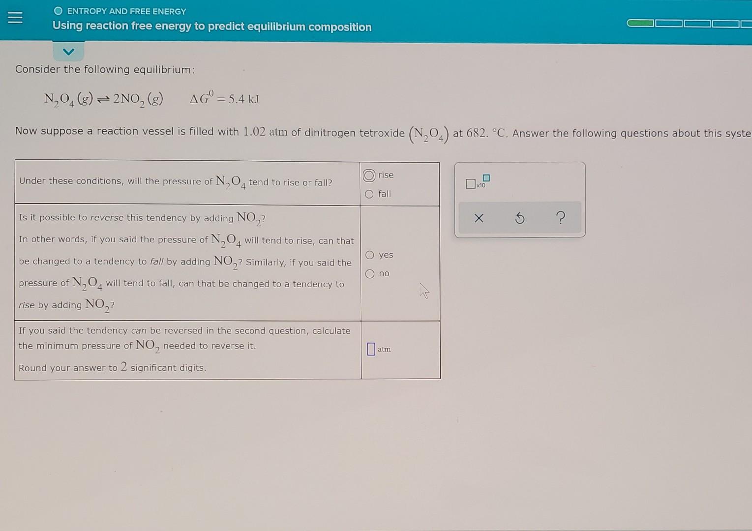 Solved O ENTROPY AND FREE ENERGY Using reaction free energy Chegg com