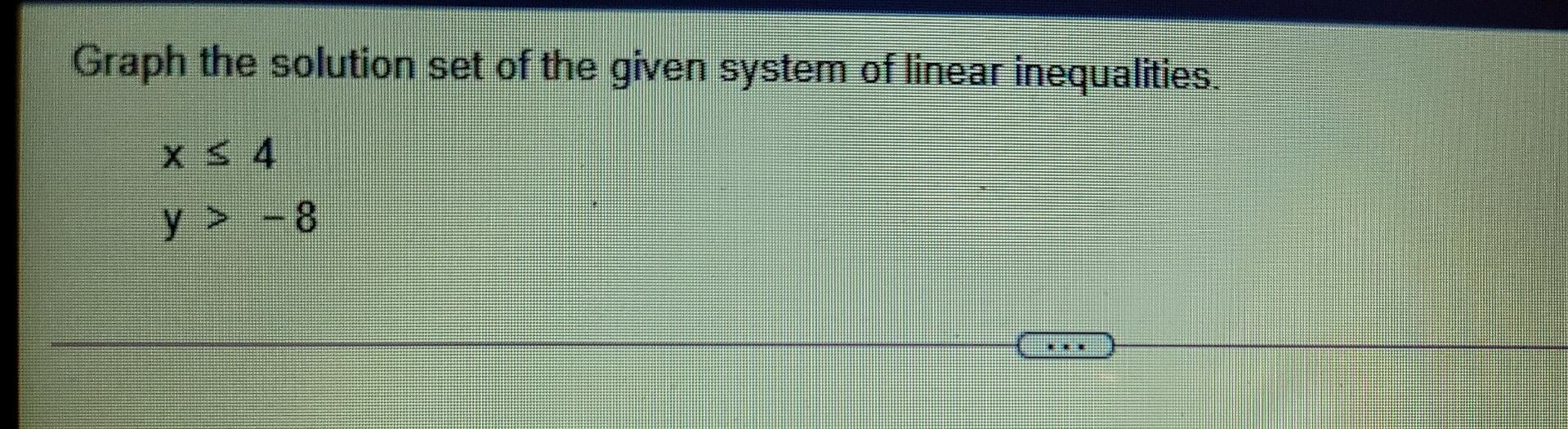 Solved Graph the solution set of the given system of linear | Chegg.com