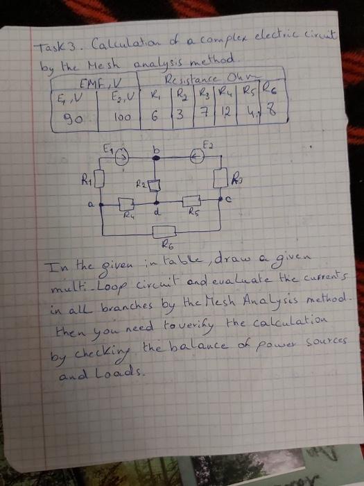 Solved Task 3. Calculation of a complex electric circuit by | Chegg.com