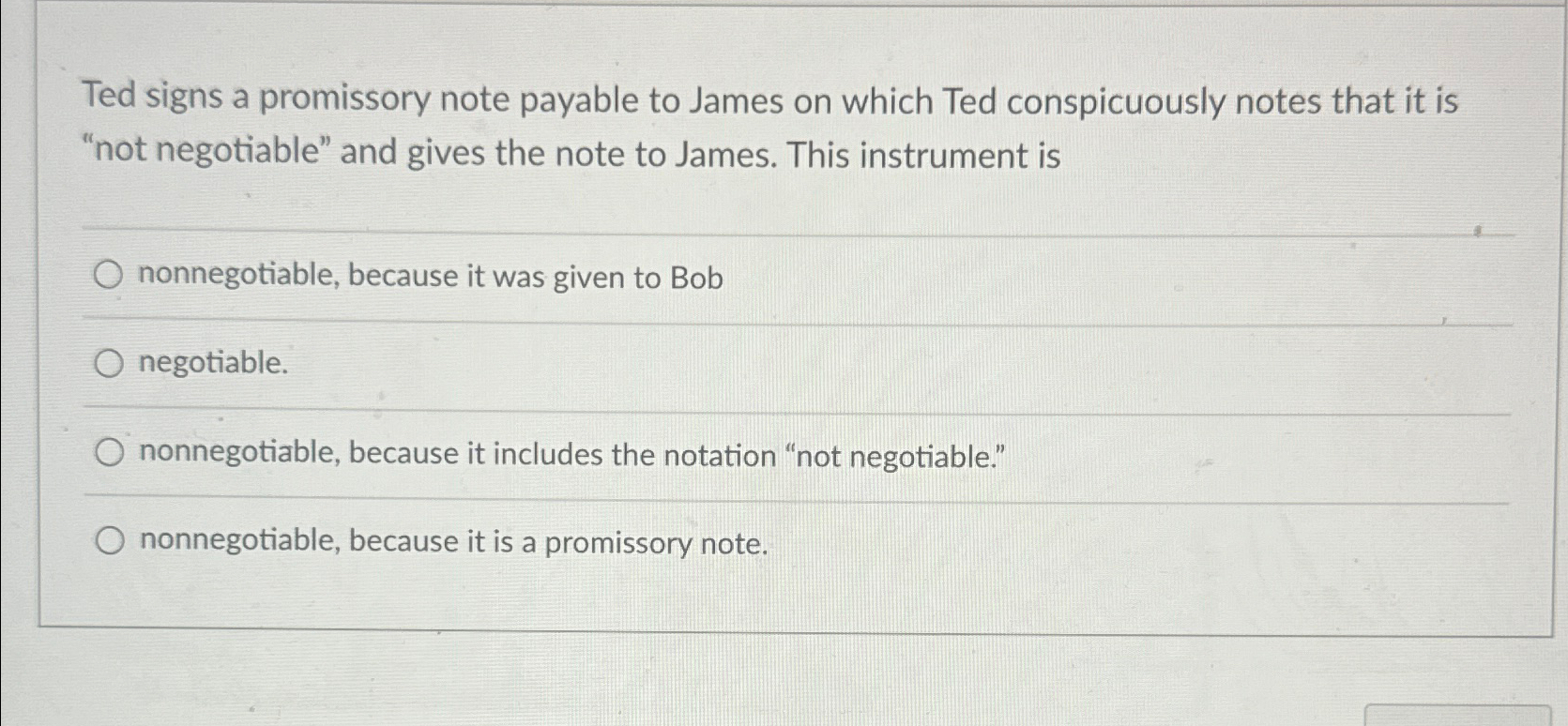 Solved Ted signs a promissory note payable to James on which | Chegg.com