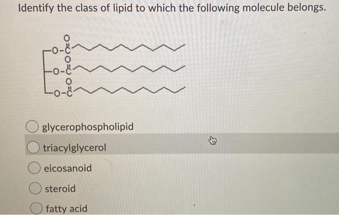 Solved Identify the class of lipid to which the following | Chegg.com