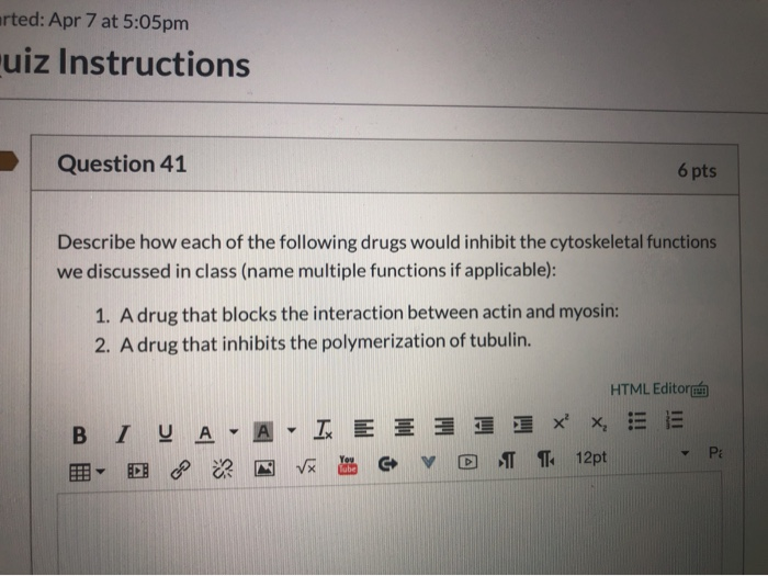 Solved arted: Apr 7 at 5:05pm uiz Instructions Question 41 6 | Chegg.com