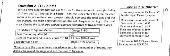 Solved Question 2 (15 Points) Write a Java program that will | Chegg.com