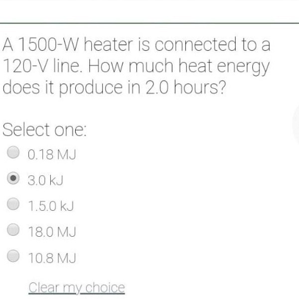Solved A 1500W heater is connected to a 720V line. How