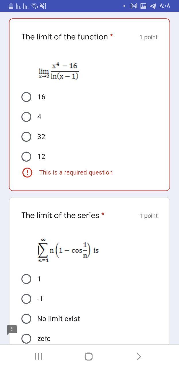 Solved MP 1181 The limit of the function * 1 point x+ - 16 | Chegg.com