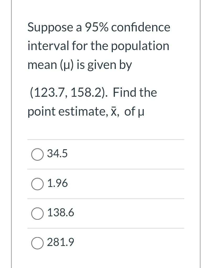 Solved Suppose a 95% confidence interval for the population | Chegg.com