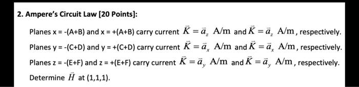 Solved 2 Ampere S Circuit Law Points Planes X Chegg Com