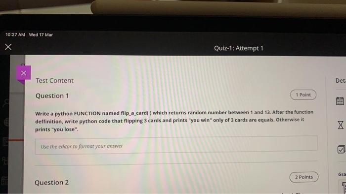 Solved TO 100 х Quiz-1: Attempt 1 х Question 7 1 Point Write | Chegg.com