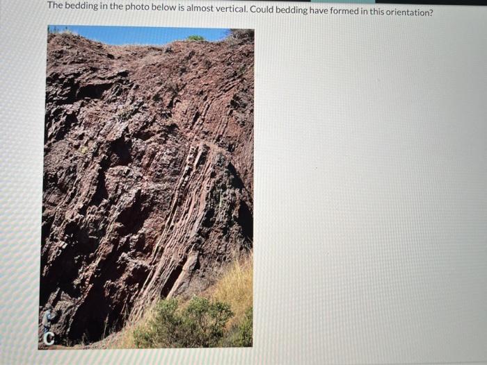 The bedding in the photo below is almost vertical. Could bedding have formed in this orientation?