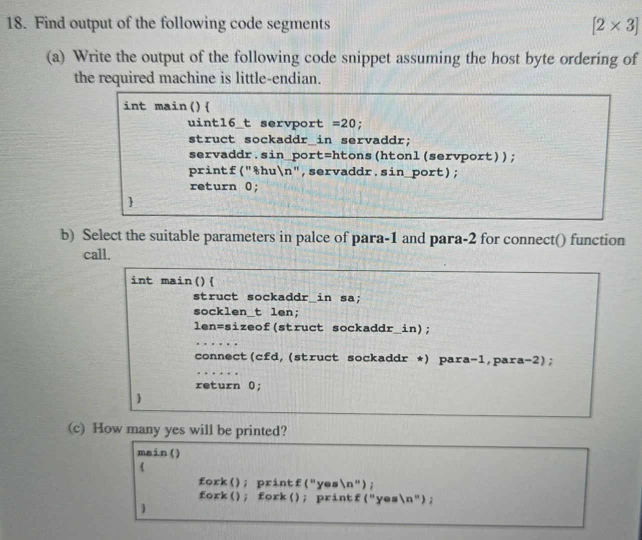 Solved 8. Find output of the following code segments [2×3] | Chegg.com