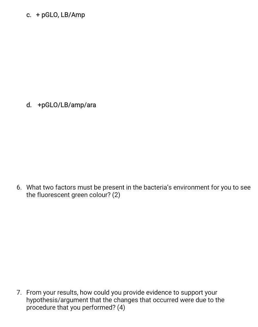 Solved 1. Based On Map Of The PGLO Plasmid, What Are The 3 | Chegg.com