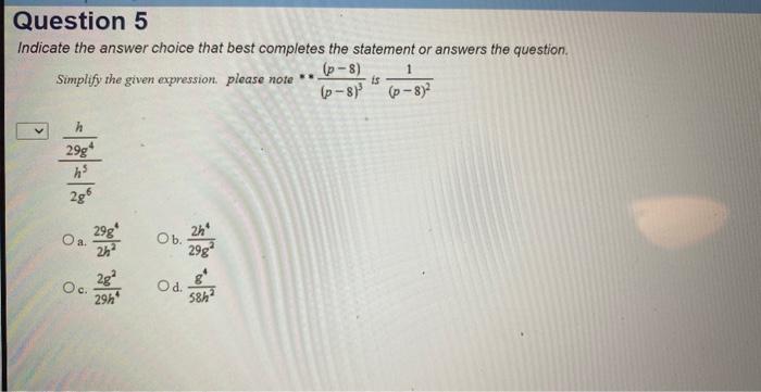 Solved Indicate the answer choice that best completes the | Chegg.com