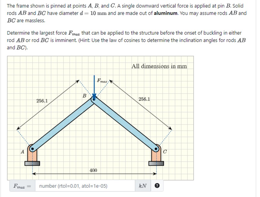 Solved The frame shown is pinned at points A,B, ﻿and C. ﻿A | Chegg.com