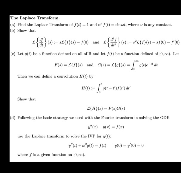 Solved The Laplace Transform A Find The Laplace Transf Chegg Com