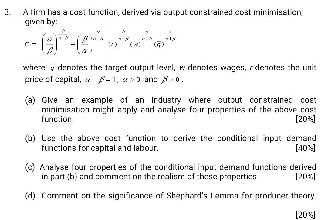 Solved 1. A profit-maximising firm has a production function | Chegg.com