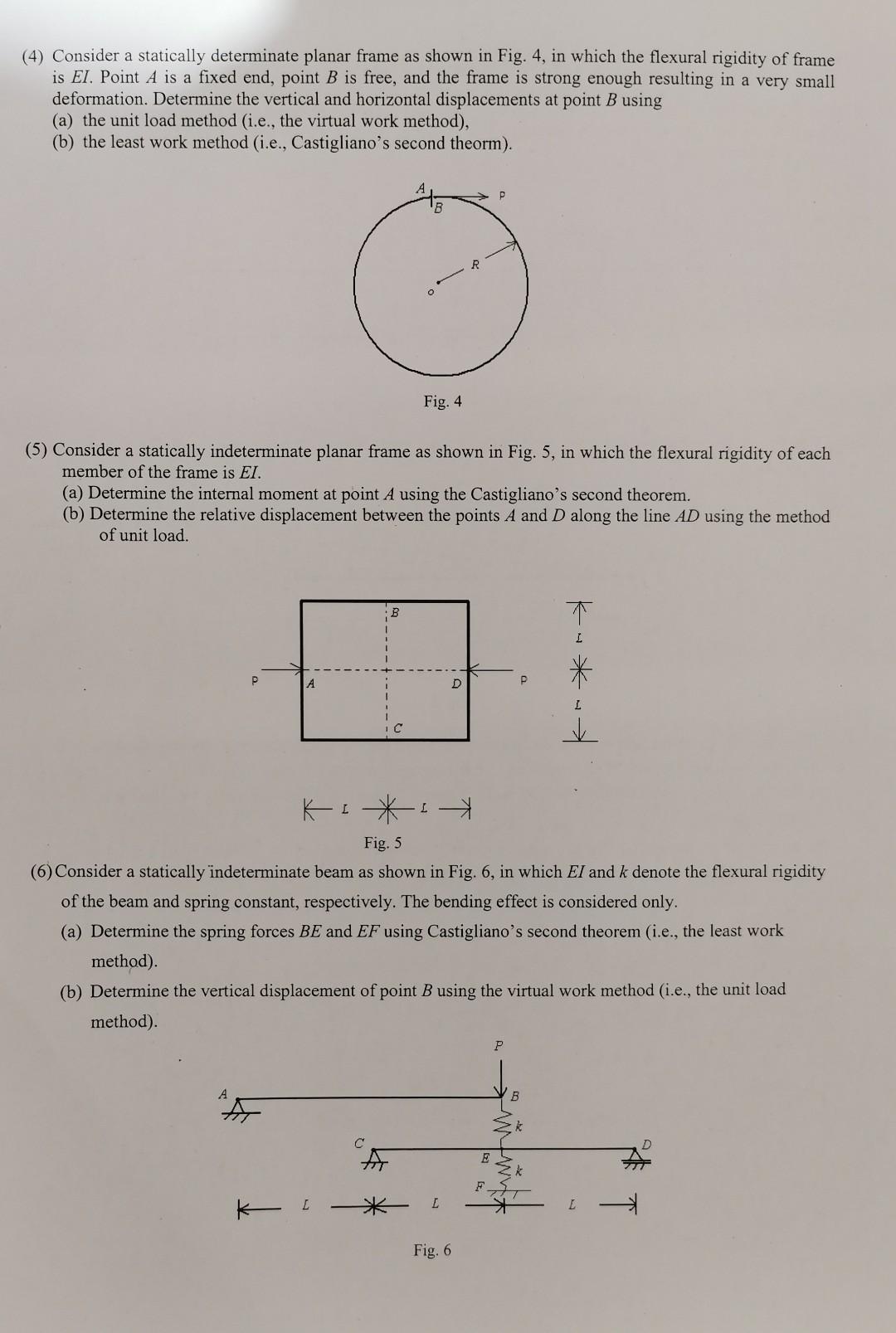 Solved (4) Consider a statically determinate planar frame as | Chegg.com
