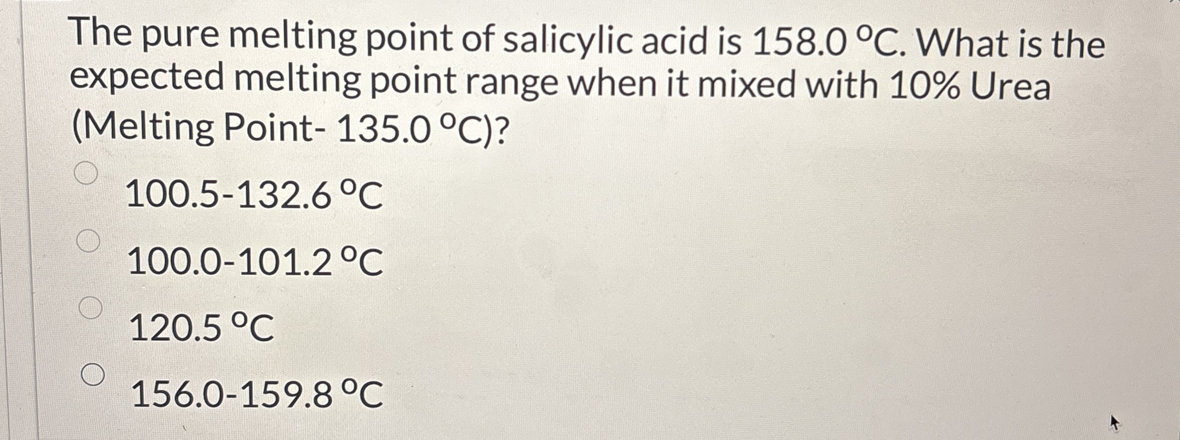 The pure melting point of salicylic acid is 158.0°C. | Chegg.com