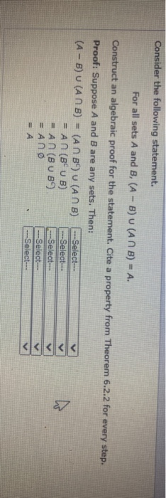 Solved Consider The Following Statement. For All Sets A And | Chegg.com